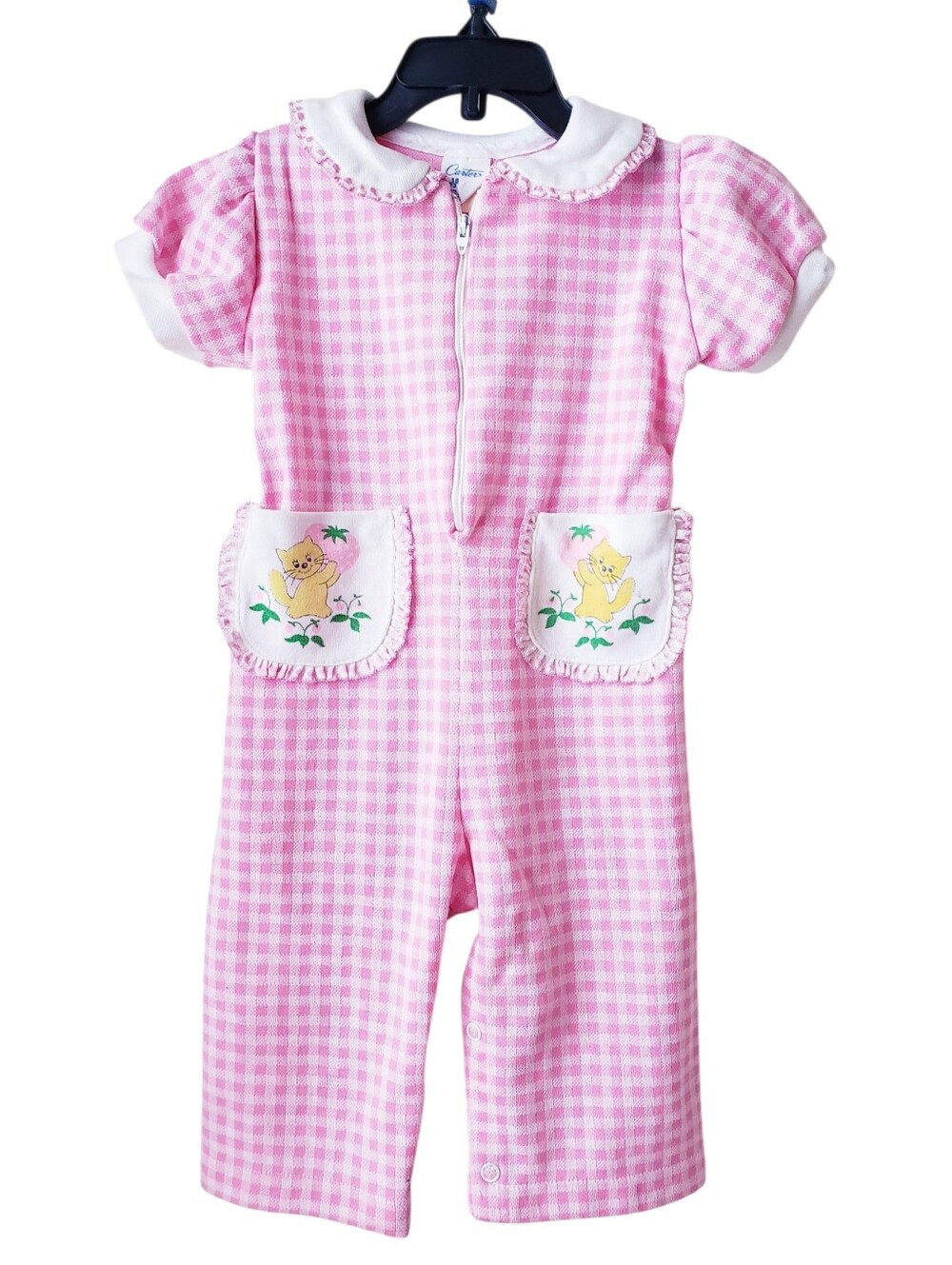 Vintage Carters Pink And White Gingham Romper